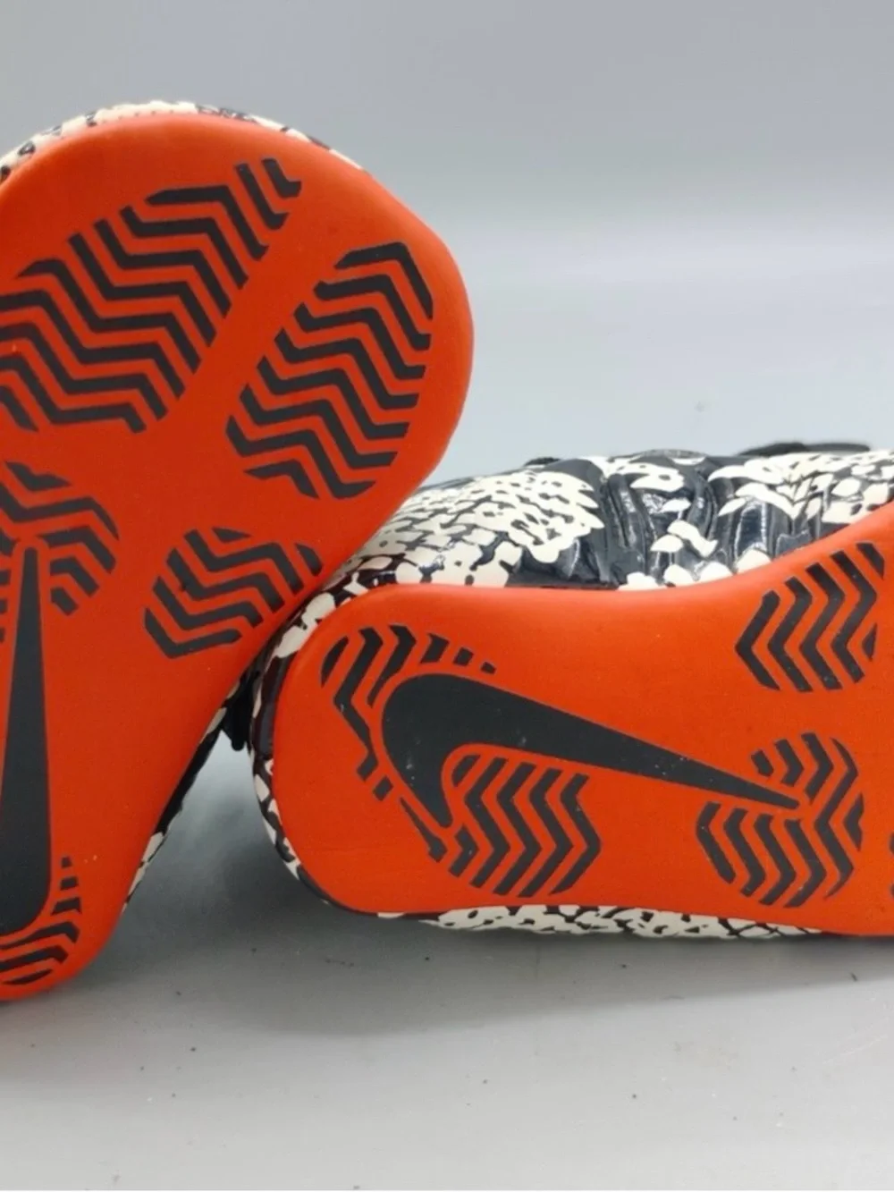 Nike Black and Infared Infant Foamposites 1c with Patterned Toe Wrap